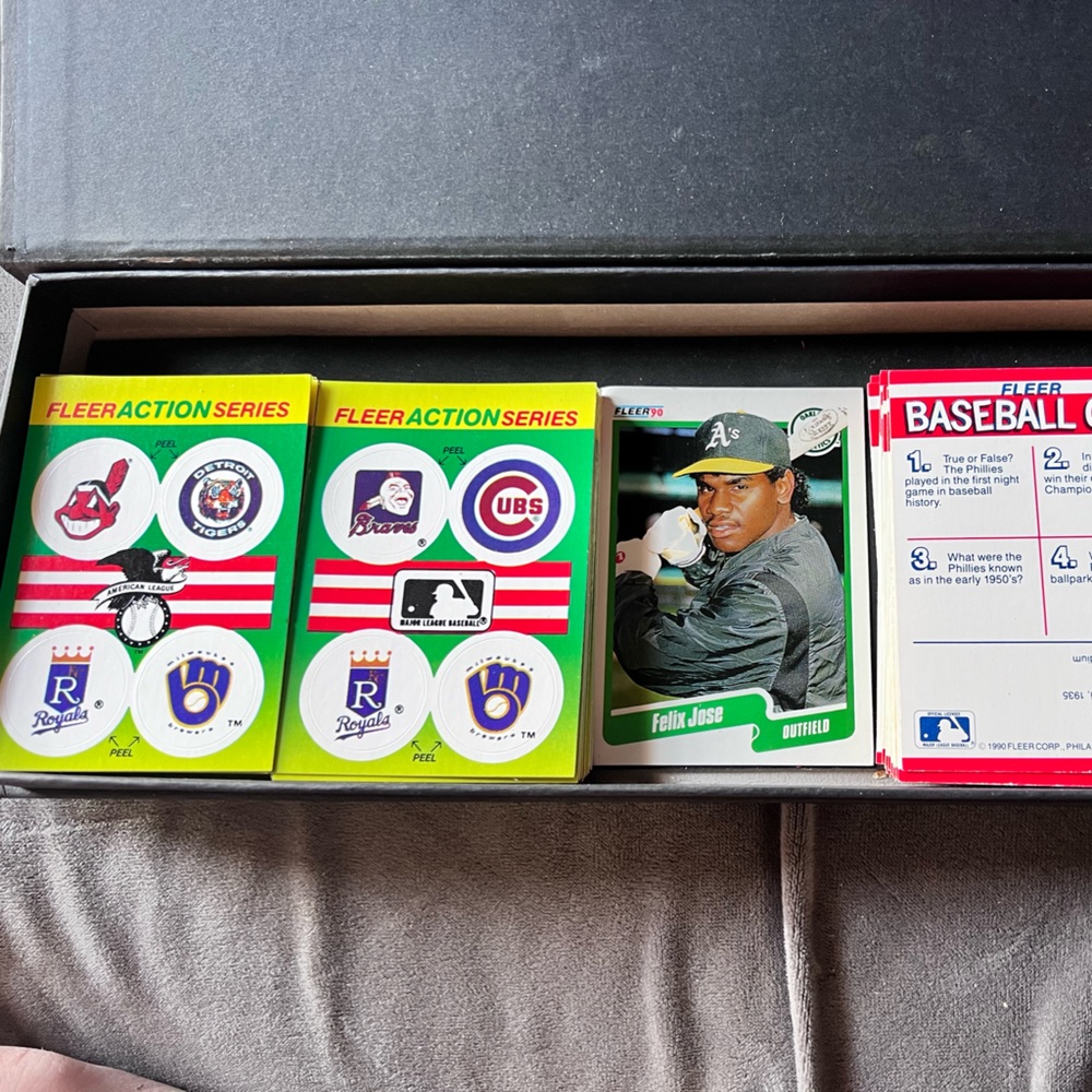 Fleer action 1990 action series baseball sticker and quiz cards